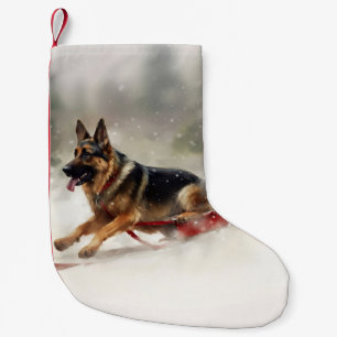 German Shepherd Christmas snow winter Small Christmas Stocking