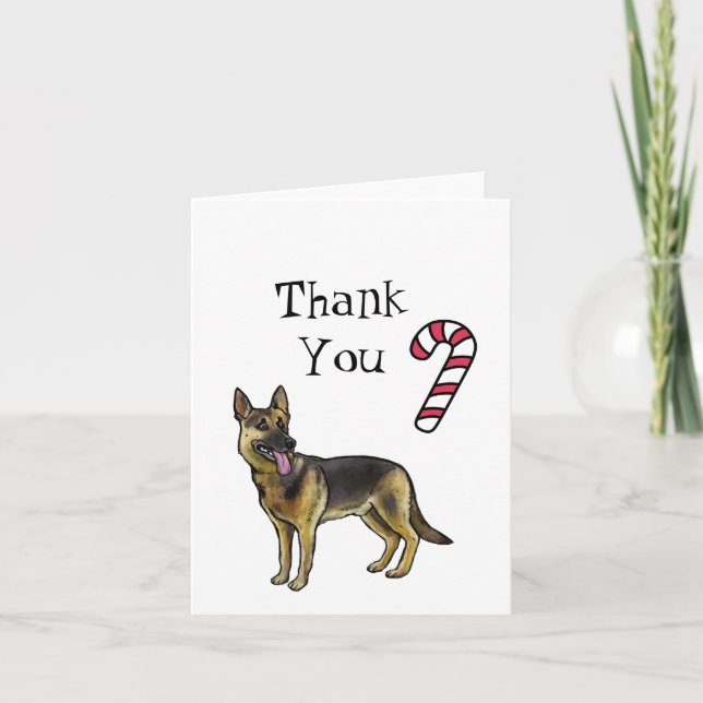 German Shepherd Christmas Thank You Card (Front)