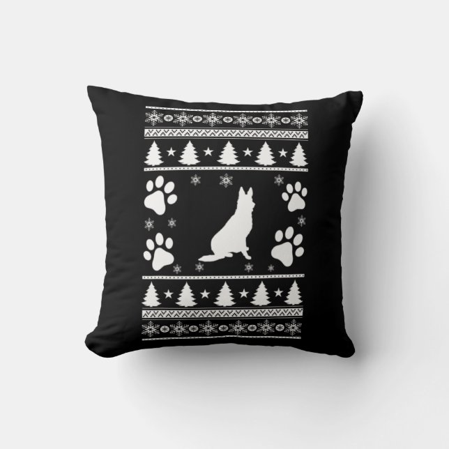 German Shepherd Christmas Throw Pillow (Front)