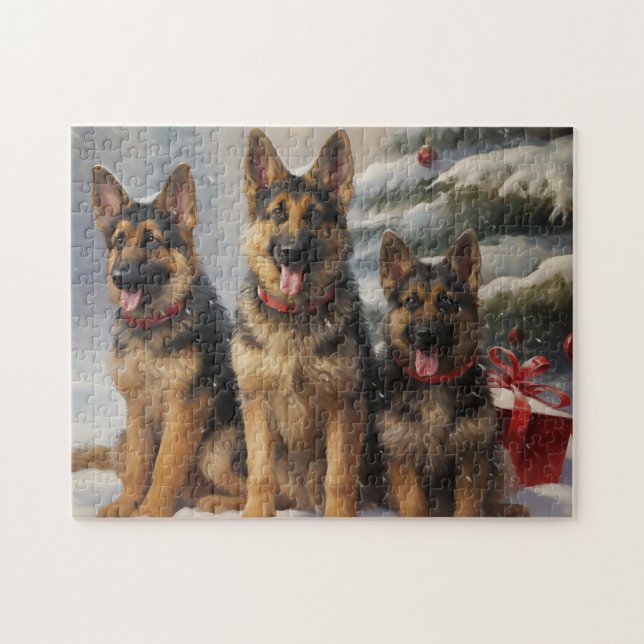German shepherd Christmas time Jigsaw Puzzle (Horizontal)