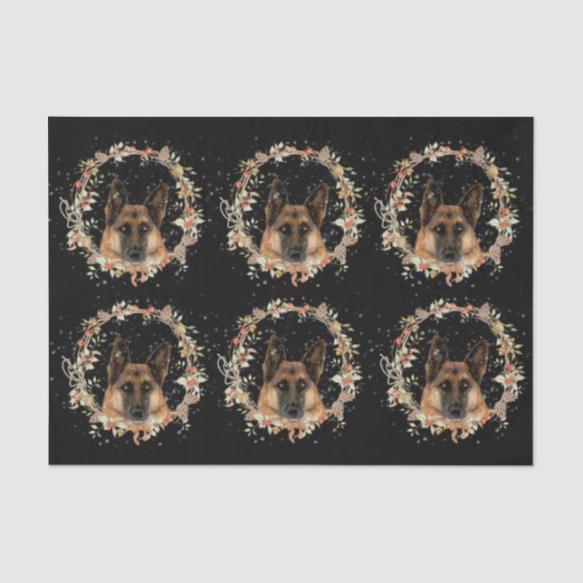 German Shepherd Christmas Tissue Paper (Front)