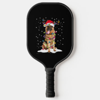 German Shepherd Christmas Tree Light Pajama Dog Pickleball Paddle