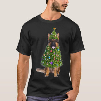 German Shepherd Christmas Tree Lights  Funny Gift  T-Shirt
