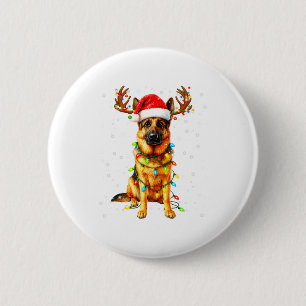 German Shepherd Christmas Tree Lights Pajama Dog L 2 Inch Round Button