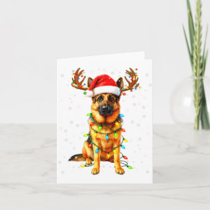 German Shepherd Christmas Tree Lights Pajama Dog L Card