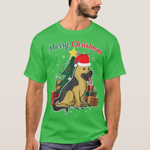 German Shepherd Christmas Tree Snow Flakes Xmas Pr T-Shirt