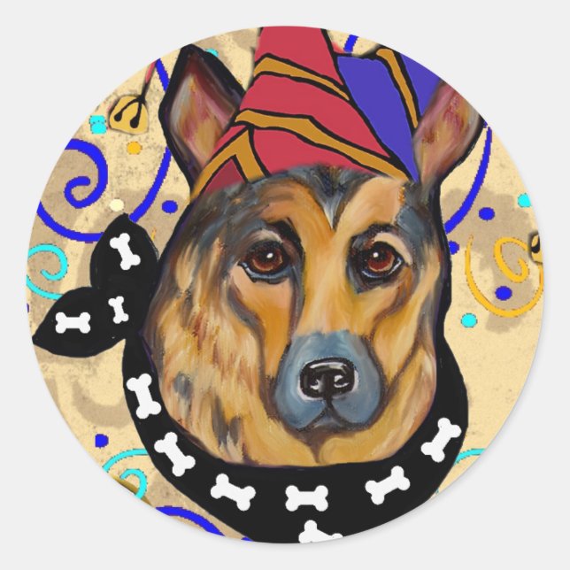 GERMAN SHEPHERD CLASSIC ROUND STICKER (Front)