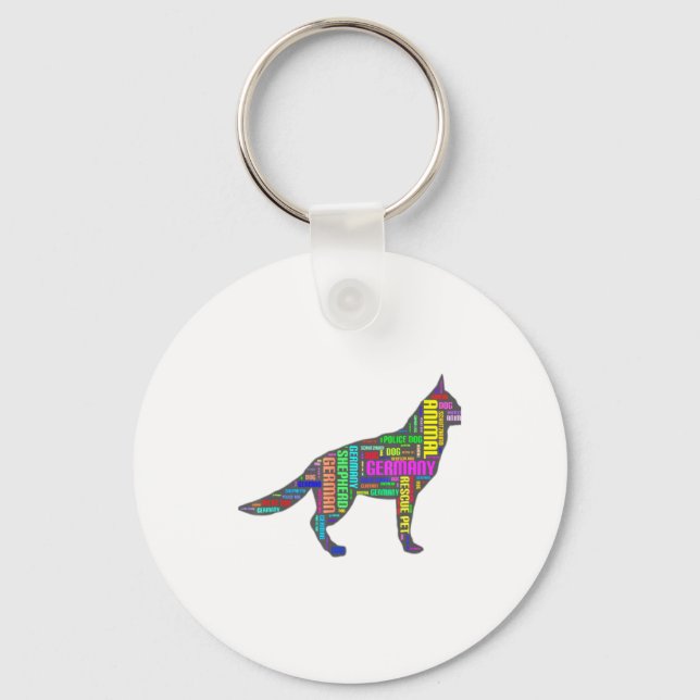 German Shepherd Cloud Tygraphy  Keychain (Front)