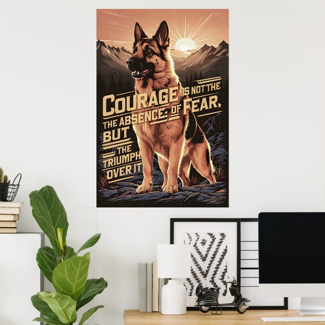 German Shepherd Courage At Sunset Poster (Home Office)