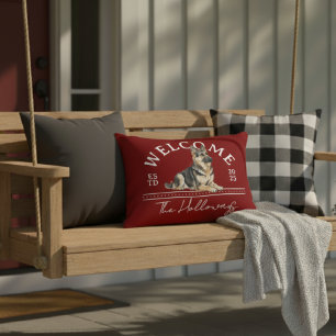 German Shepherd Custom Family Name Welcome Accent Pillow
