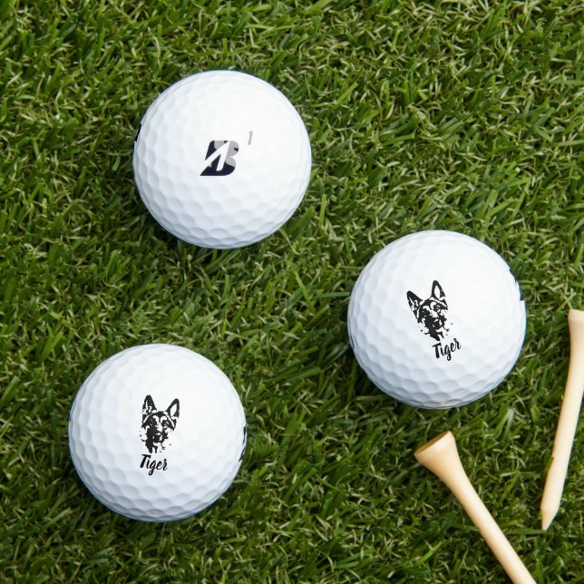 German Shepherd Custom Name Signature Wood Golf Balls (Insitu Grass)