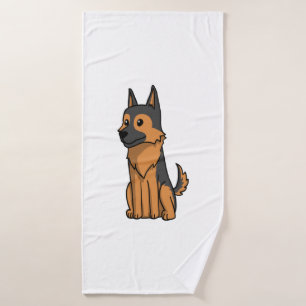 German Shepherd Cute Cartoon  Bath Towel