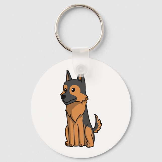 German Shepherd Cute Cartoon  Keychain (Front)