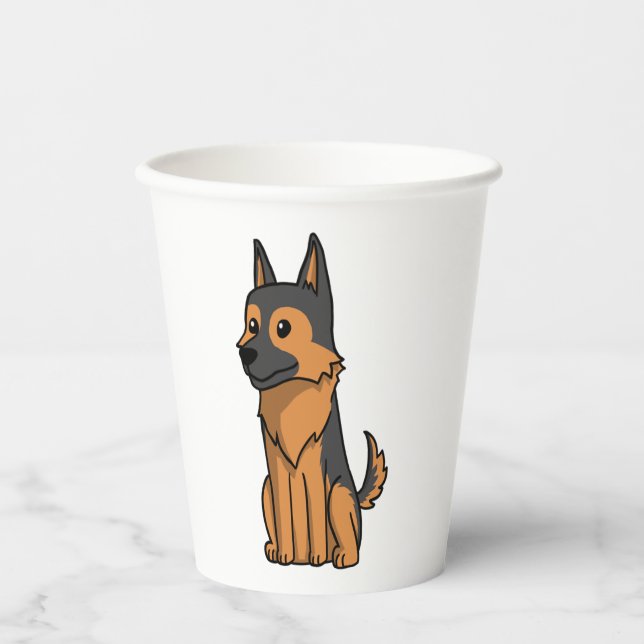 German Shepherd Cute Cartoon  Paper Cups (Front)