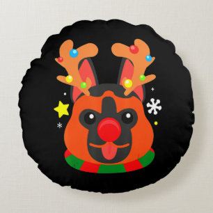 German Shepherd Cute Christmas Round Pillow