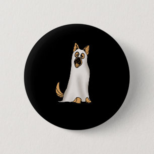 German Shepherd Cute Dog Wearing Ghost Funny Hallo 2 Inch Round Button