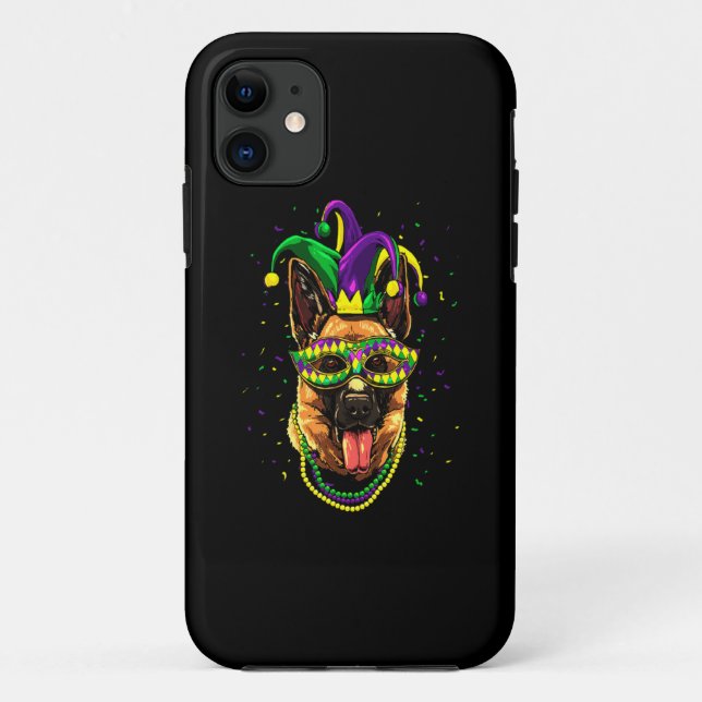 German Shepherd Cute Mardi Gras Carnival Case-Mate iPhone Case (Back)