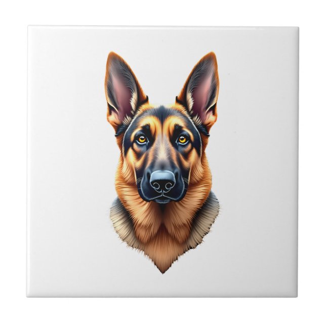 German Shepherd Cute Puppy Dog (1) Tile (Front)