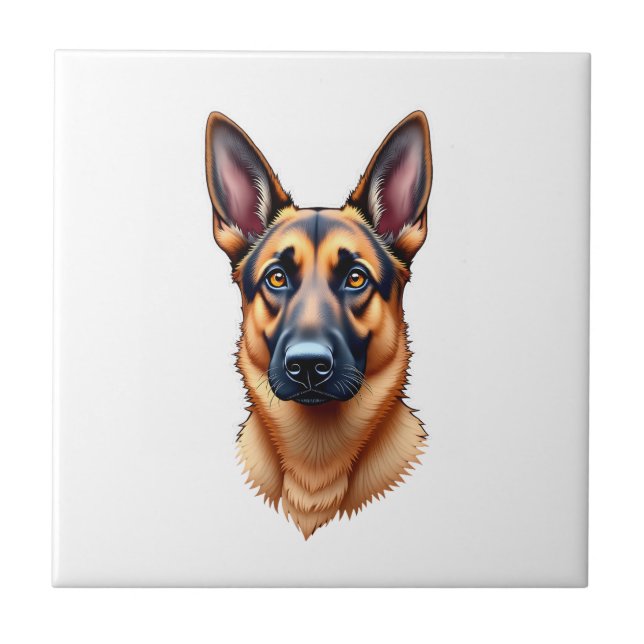 German Shepherd Cute Puppy Dog (3) Tile (Front)