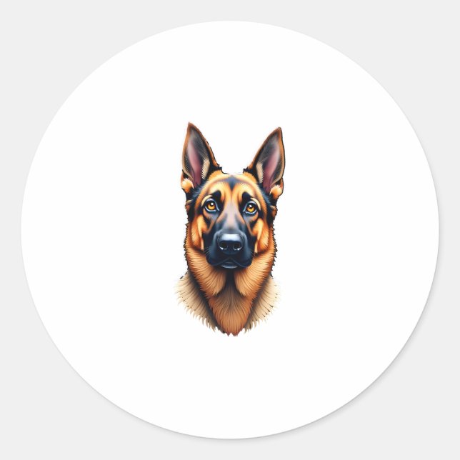 German Shepherd Cute Puppy Dog (4) Classic Round Sticker (Front)