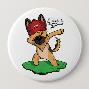 German Shepherd Dabbing 4 Inch Round Button