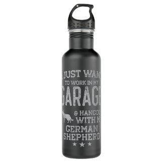 German Shepherd Dad Car Garage Hangout Men 710 Ml Water Bottle