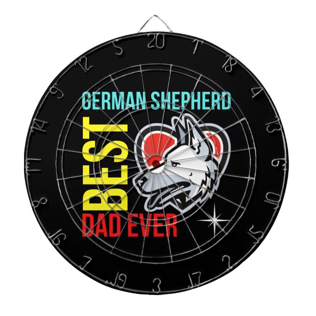 German Shepherd Dad, Dog Dad Dartboard (Front)