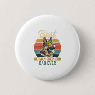 German Shepherd Dad Vintage Sunset Shirt Design 2 Inch Round Button