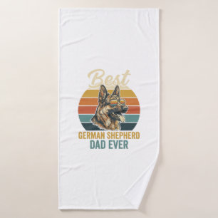 German Shepherd Dad Vintage Sunset Shirt Design Bath Towel