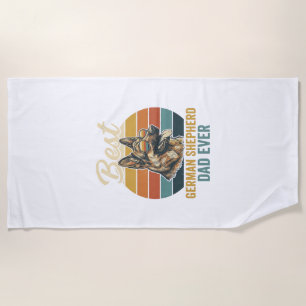 German Shepherd Dad Vintage Sunset Shirt Design Beach Towel