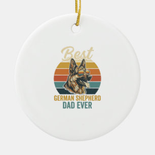 German Shepherd Dad Vintage Sunset Shirt Design Ceramic Ornament