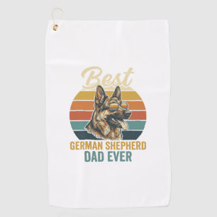 German Shepherd Dad Vintage Sunset Shirt Design Golf Towel