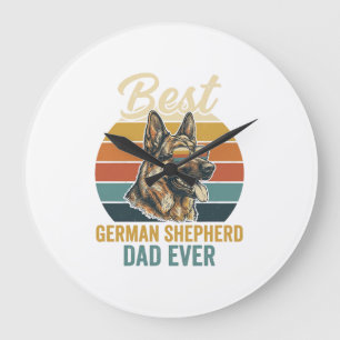 German Shepherd Dad Vintage Sunset Shirt Design Large Clock