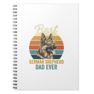 German Shepherd Dad Vintage Sunset Shirt Design Notebook
