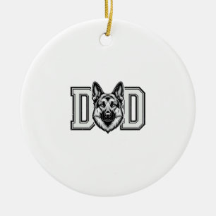 German Shepherd Dad Vintage Vector Shirt Design_1 Ceramic Ornament