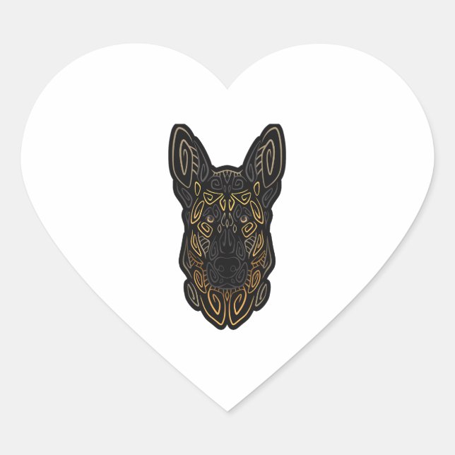 German Shepherd Design German Shepherd Gifts Dog O Heart Sticker (Front)