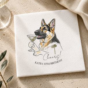 German Shepherd Dirty Martini Cocktail Napkin