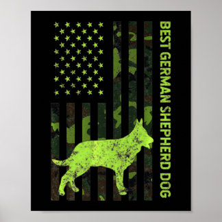 German Shepherd Distressed Usa Flag Camouflage Poster