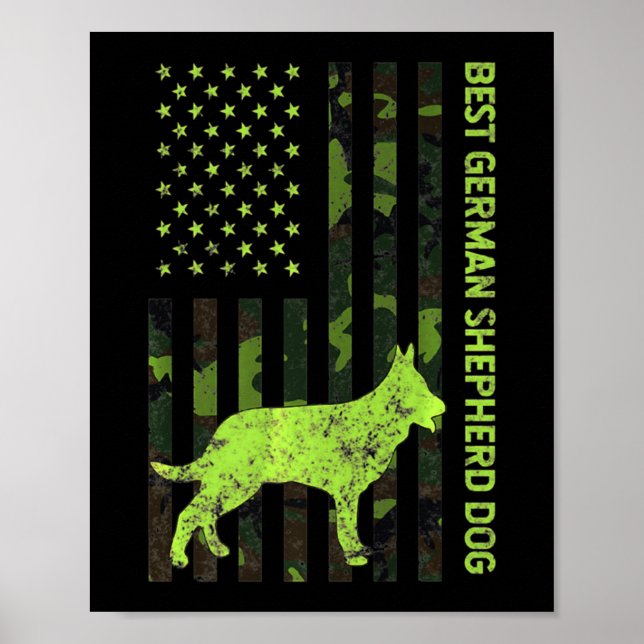 German Shepherd Distressed Usa Flag Camouflage Poster (Front)