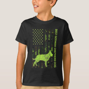 German Shepherd Distressed Usa Flag Camouflage T-Shirt