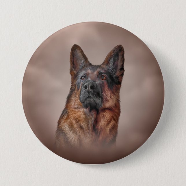 German Shepherd dog 3 Inch Round Button (Front)