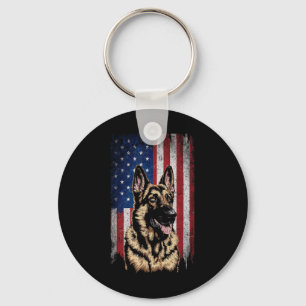 German Shepherd Dog 4th July Patriotic Usa Indepen Keychain