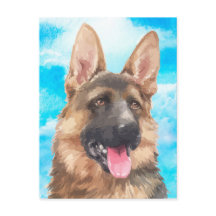 German Shepherd Dog Alsatian GSD Pet Watercolor