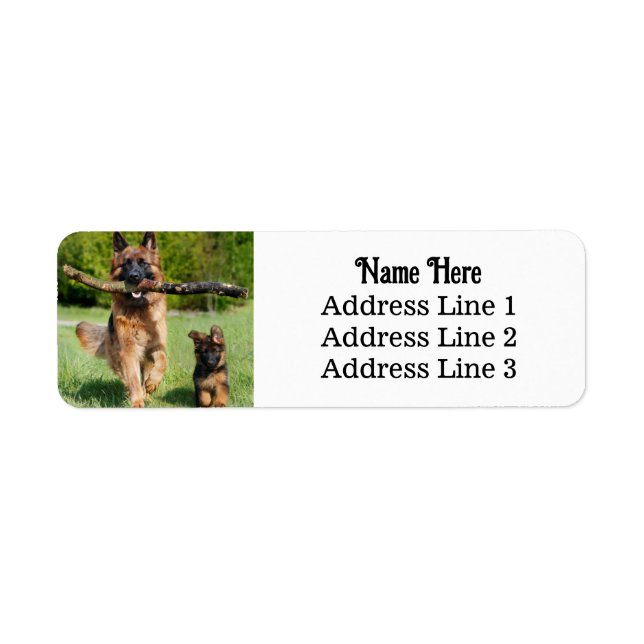 German Shepherd Dog and Puppy Return Address (Front)