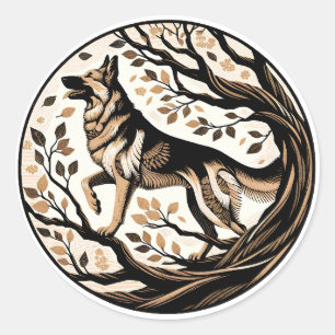 German Shepherd Dog Art flora german shepherds dog Classic Round Sticker