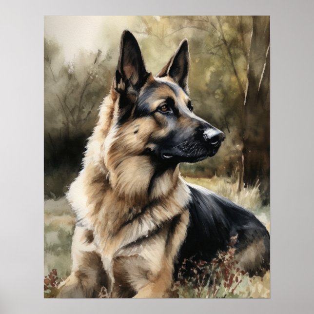 German Shepherd Dog Art Print Poster (Front)