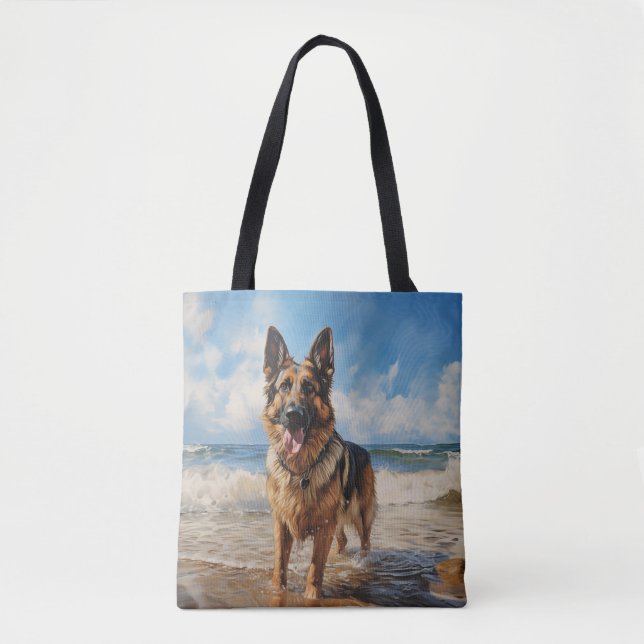 German Shepherd dog at the beach Tote Bag (Front)