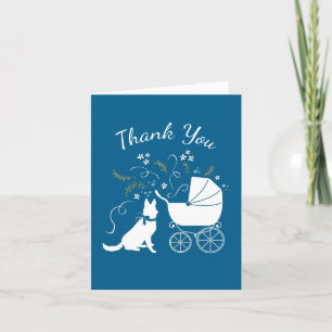 German Shepherd Dog Baby Shower Blue Boy Thank You Card