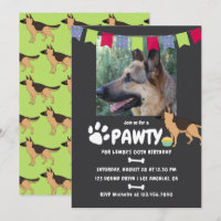 German Shepherd Dog Birthday photo invitation