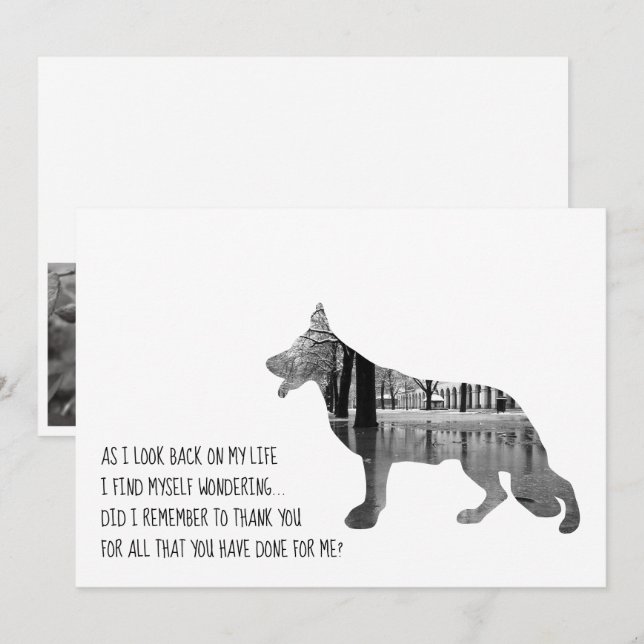 German Shepherd dog Black Thank You Card (Front/Back)